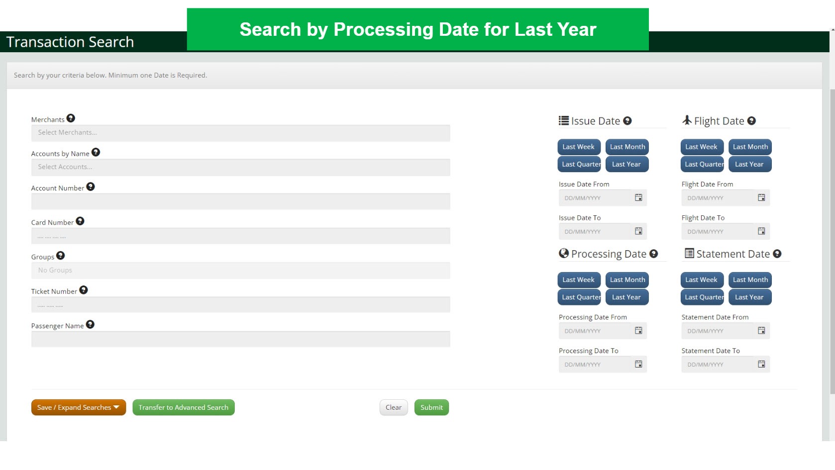 Transaction Search Screenshot 2